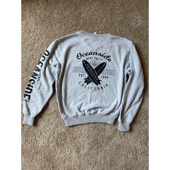 Women's Oceanside Beachy Surf Gray Size Medium Crewneck Pullover Cotton Sweater - Picture 4 of 4